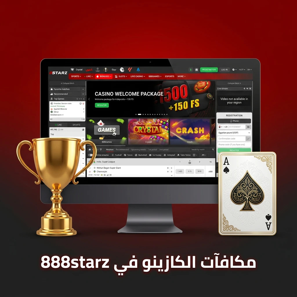 مكافآت كازينو 888starz تشمل باقة ترحيبية 77,500 جنيه و150 لفة مجانية وكاش باك وإعادة تحميل